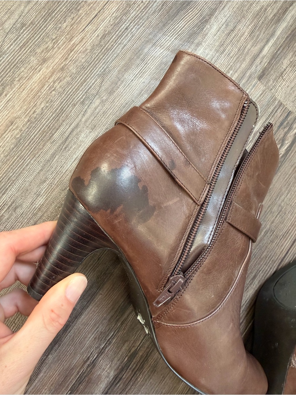 Women's Brown Leather Buckle Ankle Boots - Picture 7 of 8